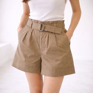 A New Day Women's Tan Belted High‎ Waisted Pleated Shorts – Size 4